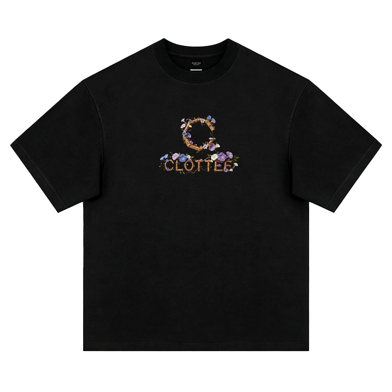 Детская футболка с круглым вырезом, утепленная, прямого кроя, Unisex Crew Neck Thickened Straight Fit, CLOT, Black