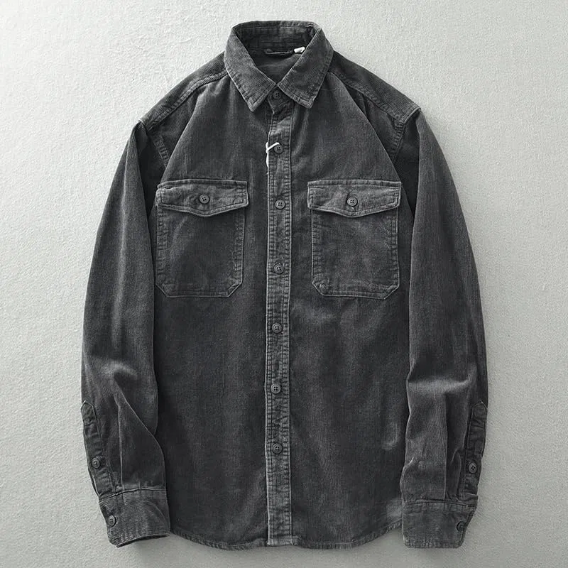Мужская рубашка из вельвета Heavyweight Retro Corduroy, Dark En8 19 — фото 3