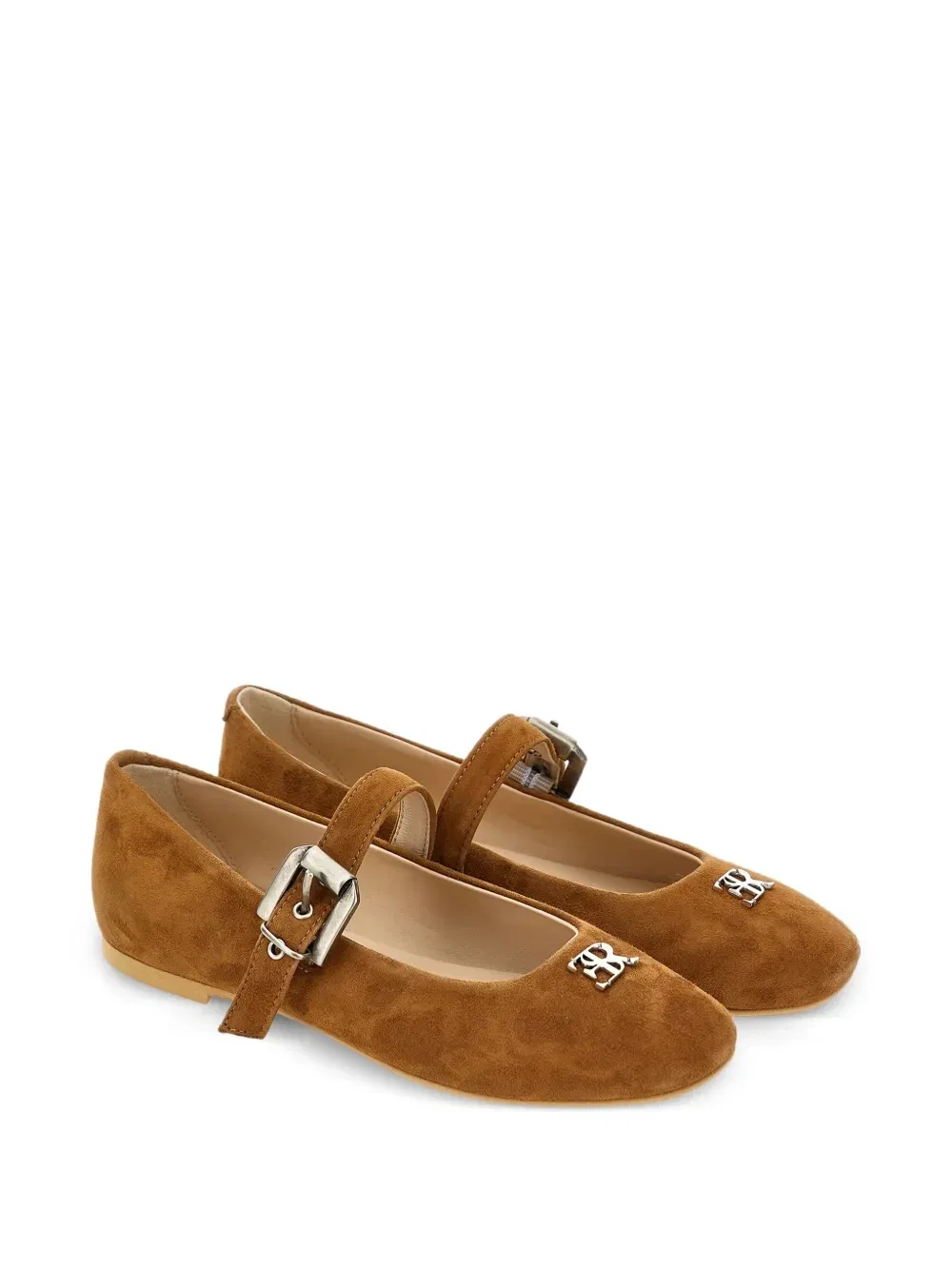 Балетки с пряжкой и логотипом Ermanno Scervino Junior, коричневый