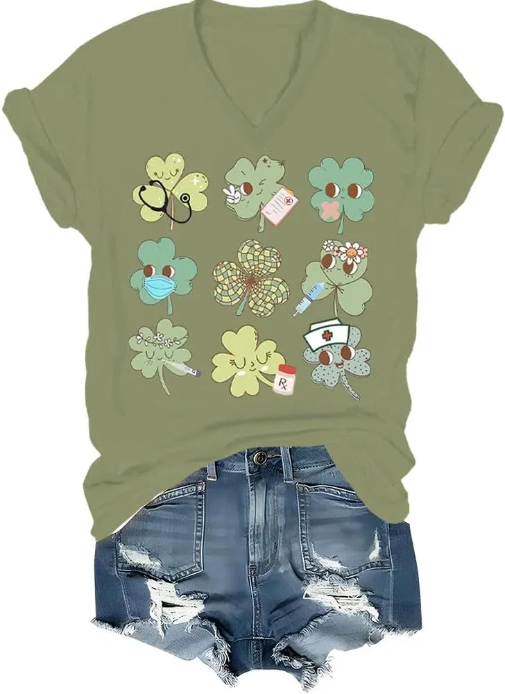 Женская футболка с V-вырезом St Patricks Day, Green