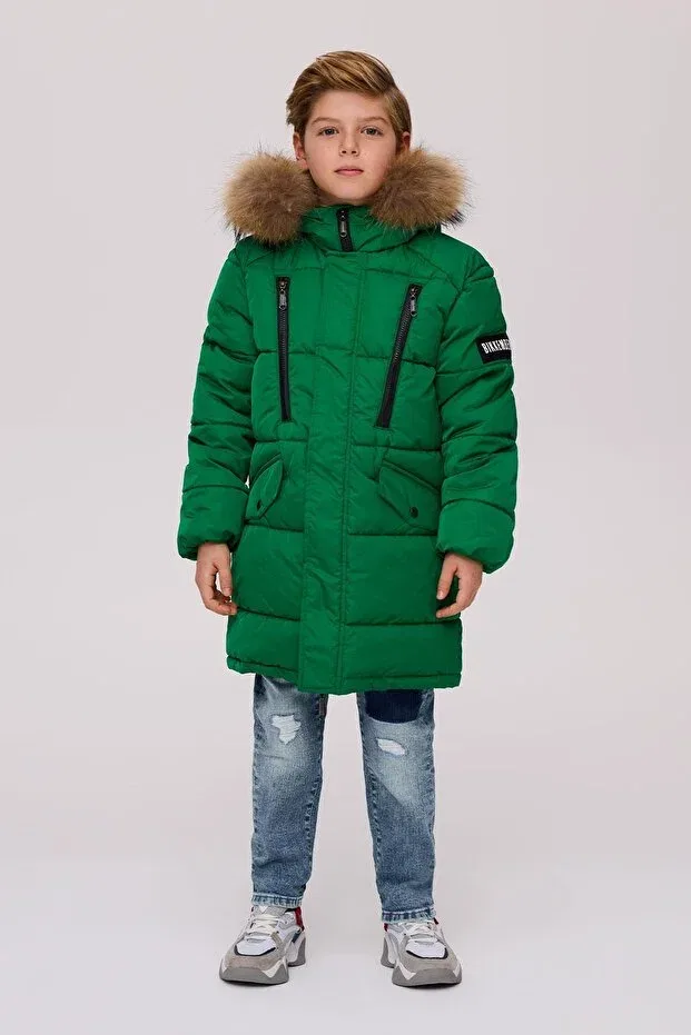 Детское пальто для мальчиков с капюшоном Bikkembergs, Green