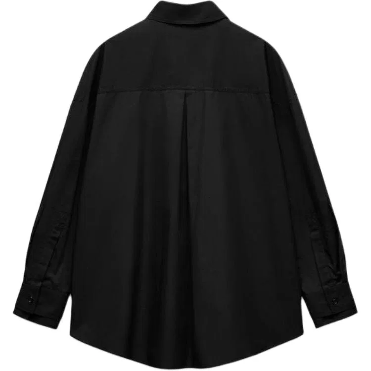 Женская рубашка с лацканами Black ZARA, Черный — фото 3