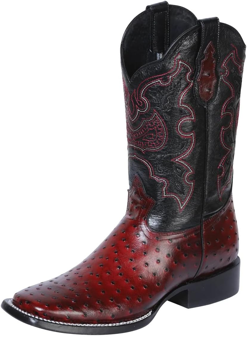 

Мужские ковбойские сапоги El General Western с принтом страуса, бордовые Generic