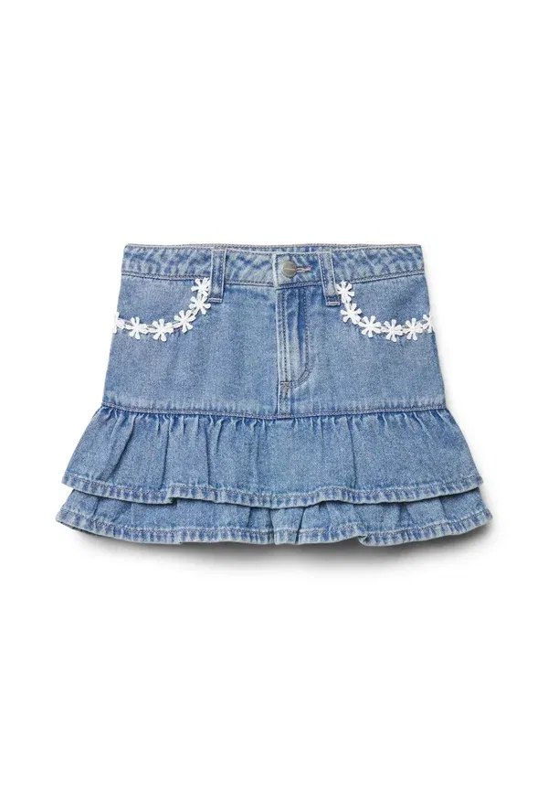 Юбка джинсовая с вышивкой Denim skirt Terranova Denim Medio, синий