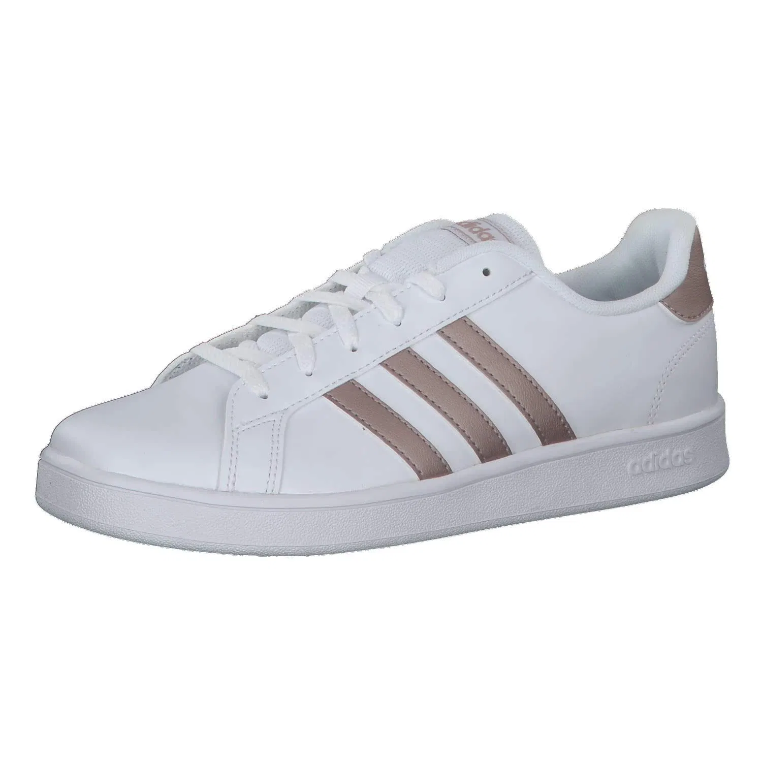 Детские кроссовки для мальчиков с кожаным верхом Grand Court K Adidas, Ftwwht Coppmt Glopnk