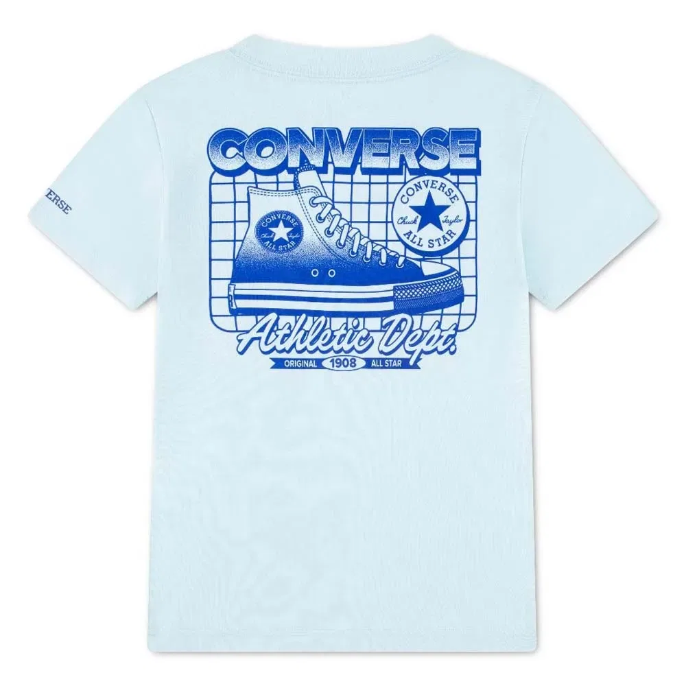 Детская футболка для мальчиков с принтом Cnvb Frontback Retro Sneaker Converse kids, Blue — фото 4