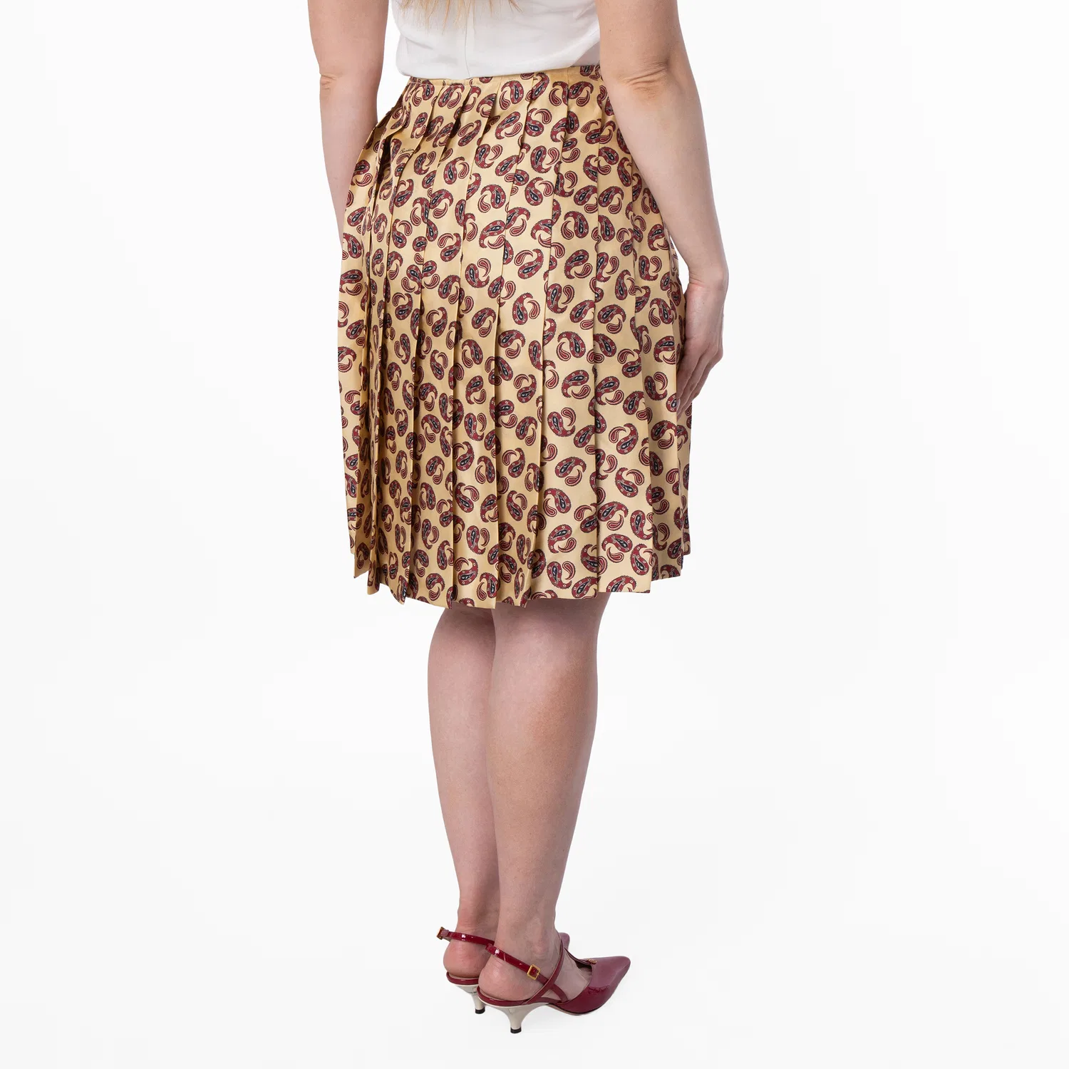 Юбка плиссированная миди с принтом Paisley Print Pleated Midi Skirt Burberry, Sandstone Ip Pattern — фото 4
