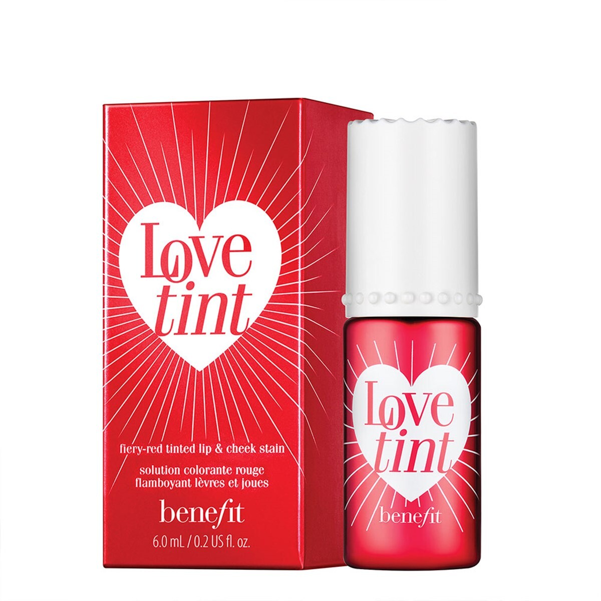 

Benefit Lovetint Cheek & Lip Stain жидкие румяна для губ и щек Огненно-красный 6мл