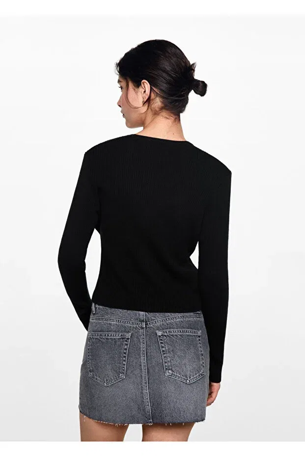 Детский кардиган для девочек с длинным рукавом Mango Woman, Black — фото 4