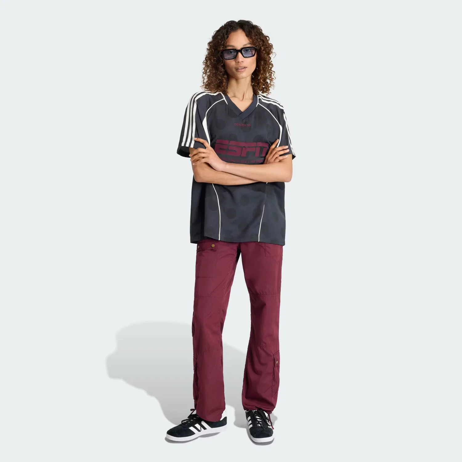 Женская футболка-джерси свободного кроя Street Jersey SS Adidas Originals, темно-серый — фото 3