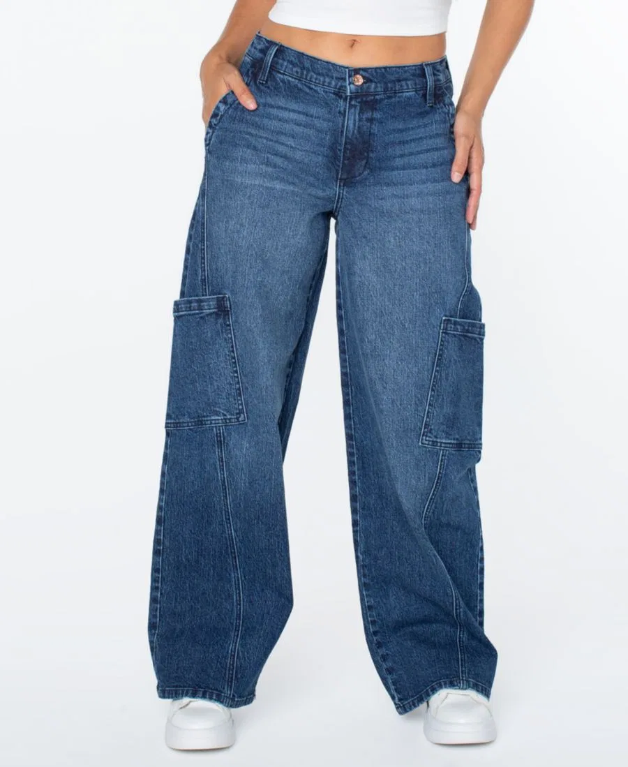 Джинсы с широкими штанинами, модель Mid-Rise Wide-Leg Cargo Celebrity Pink, Gravel Fade — фото 3