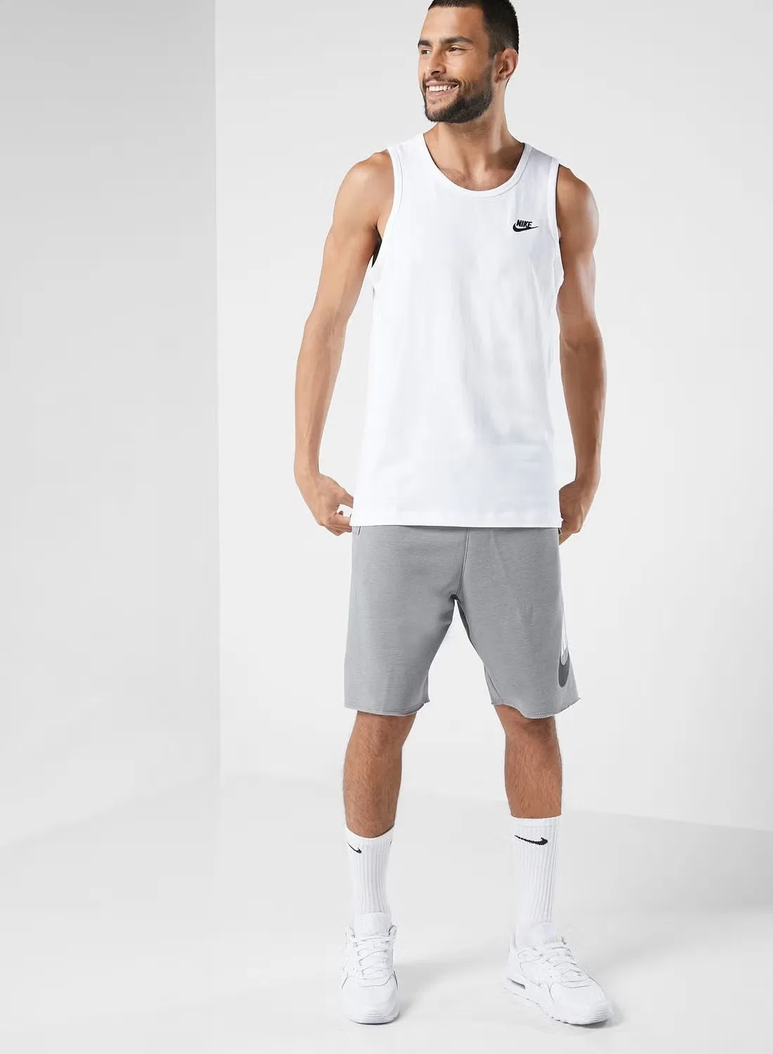 Майка без рукавов с вышивкой Nsw club tank top Nike, белый — фото 4