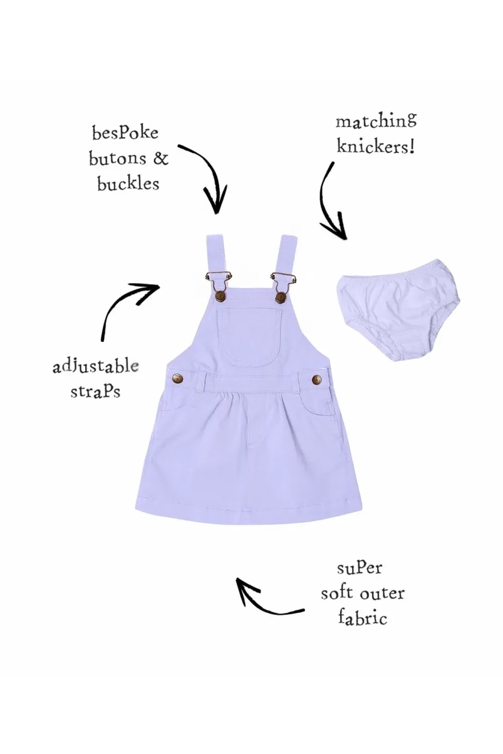 Детское джинсовое платье Lilac Denim Dress Dotty Dungarees, Lilac — фото 4
