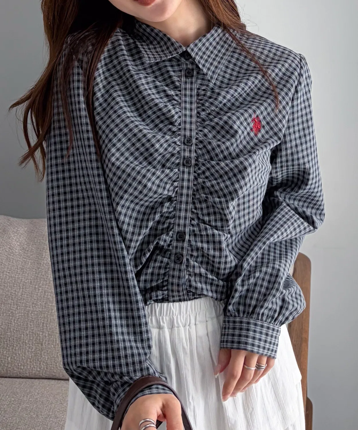 Женская рубашка-блузка с длинным рукавомU.S. POLO ASSN., Black