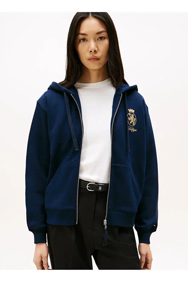 Женские свитшот с капюшоном с вышивкой Tommy Hilfiger, Blue — фото 2