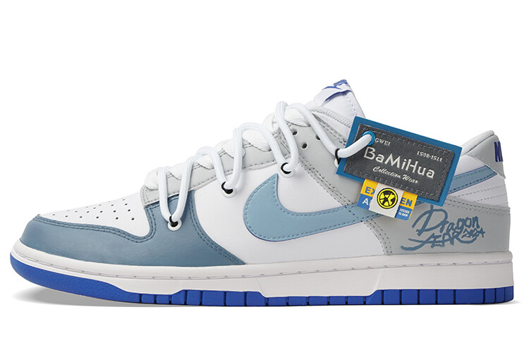 

Кроссовки Nike Dunk Skateboarding Shoes Men Low-top White/Royal Blue/Fern Green, синий/белый