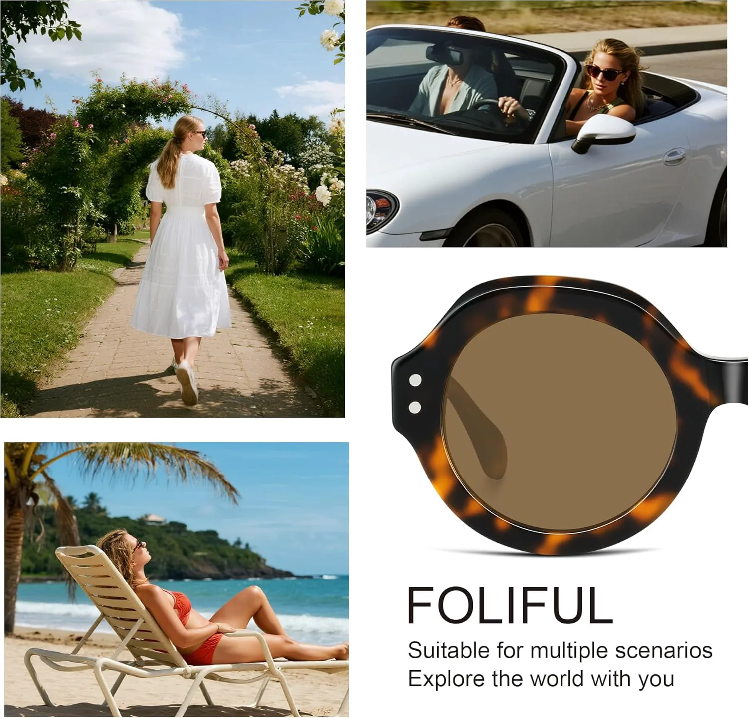 

Крупные поляризованные солнцезащитные очки для женщин, модные квадратные солнцезащитные очки для женщин, защита от УФ-излучения UV400 Foliful, A02-black/Grey Lens