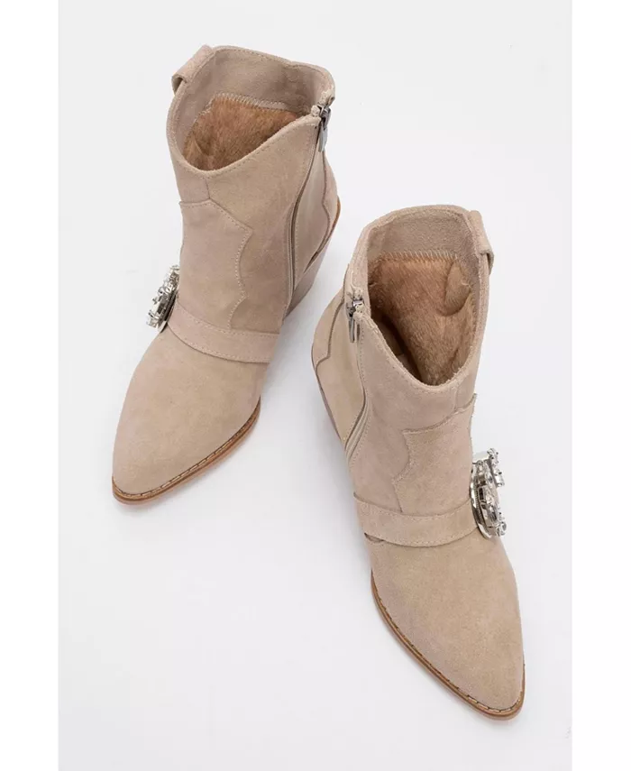 Любые кожаные ботинки с пряжкой (женские) Forever & Always Shoes, загар/бежевый — фото 3