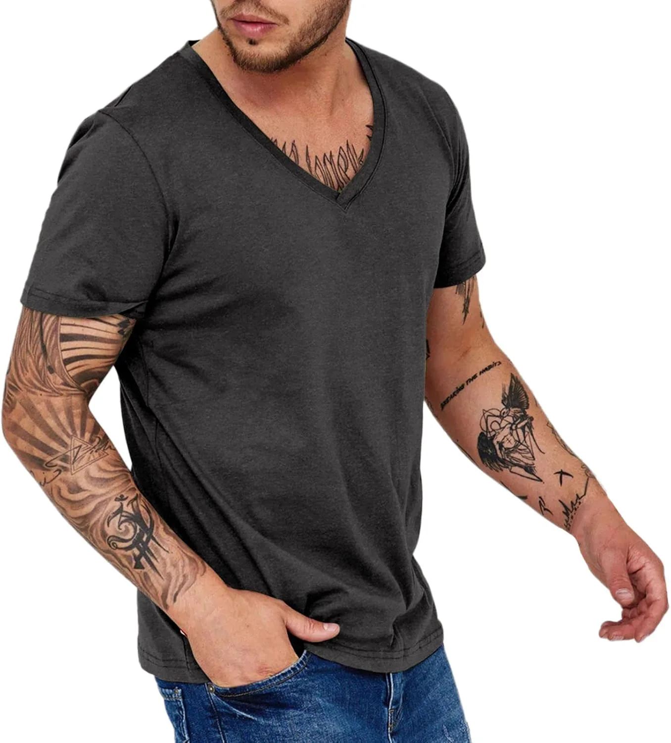 

Мужская футболка Quick Dry с V-образным вырезом и короткими рукавами для тренировок Weinexra