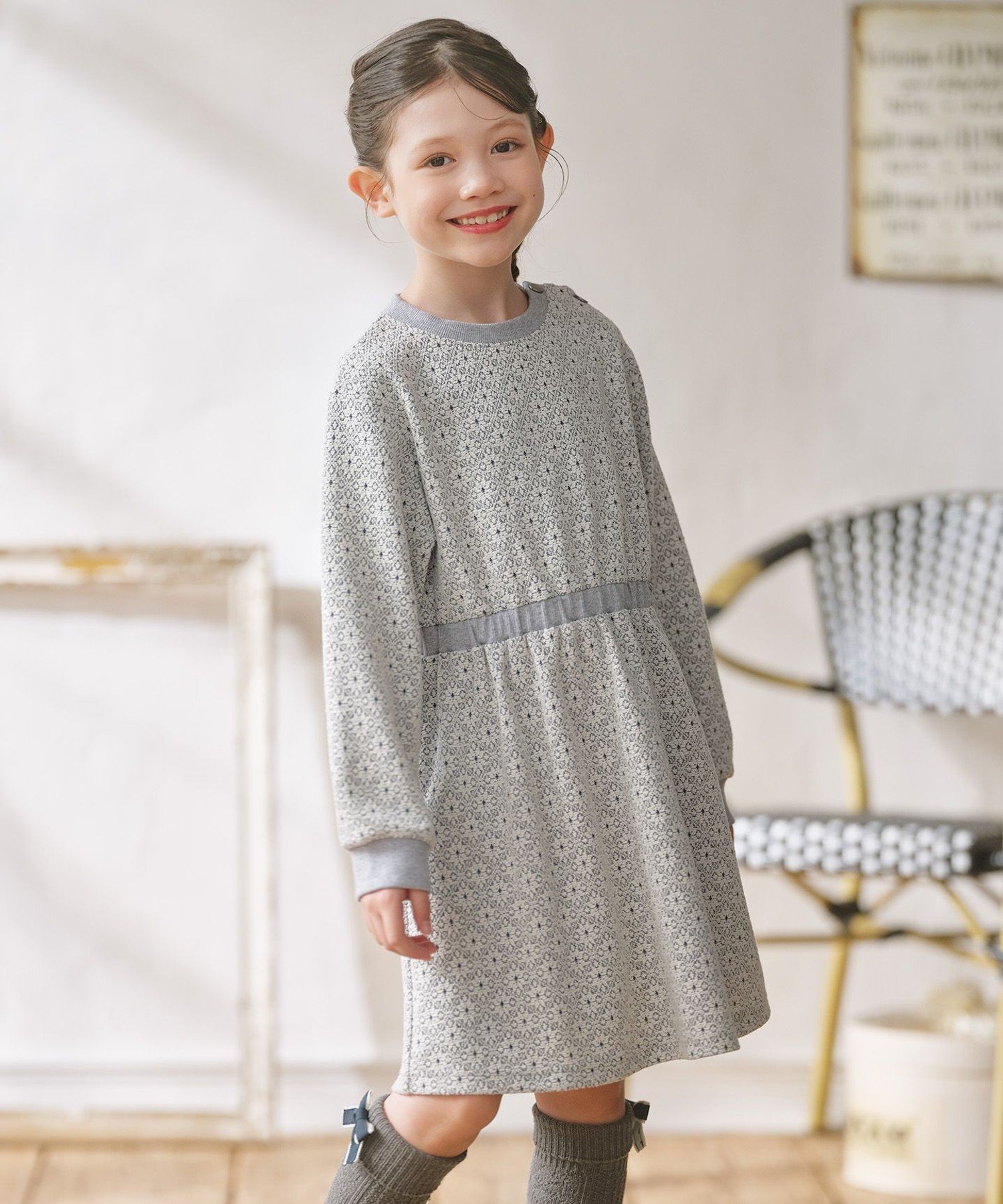 [110-140 см] Жаккардовое платье «Цветок мороза» Kids Suite, Gray [504]