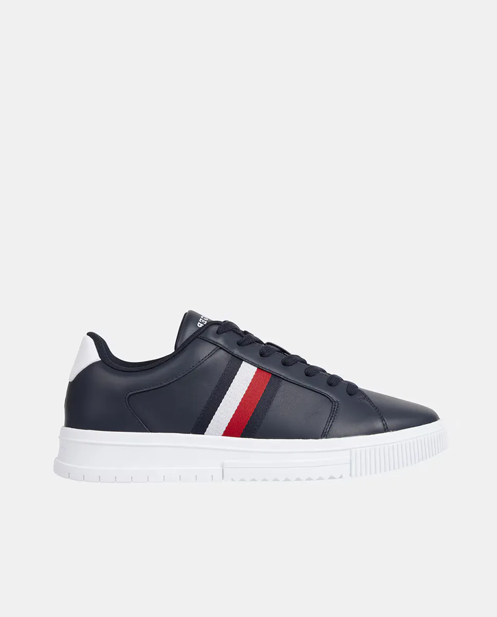 

Мужские низкие кожаные кеды с боковым брендингом Tommy Hilfiger, темно-синий