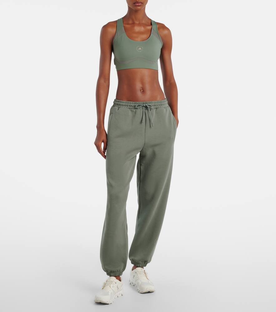 Флисовые спортивные штаны из хлопковой смеси Adidas by Stella McCartney, Stone Green — фото 2
