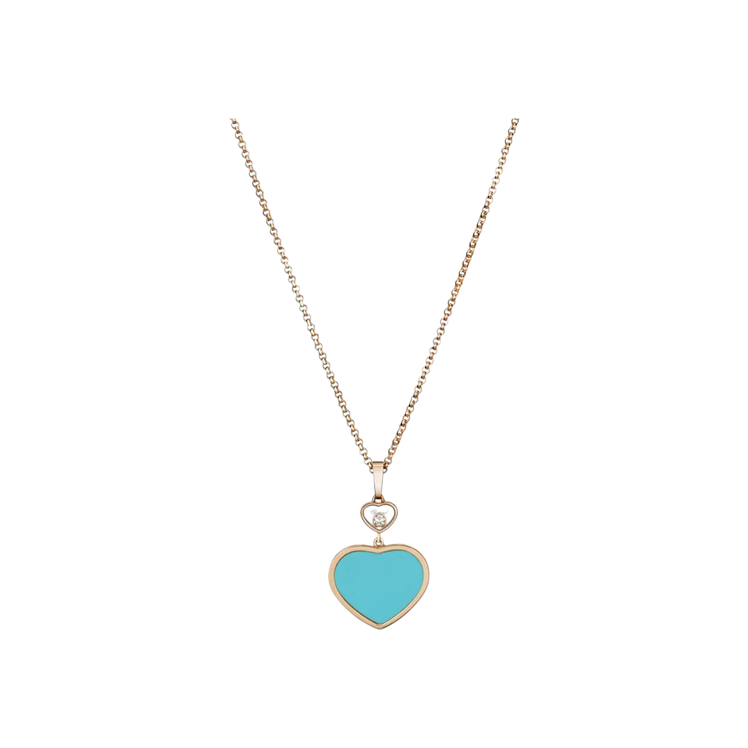 

Колье happy hearts из розового золота с бриллиантами и бирюзой Chopard
