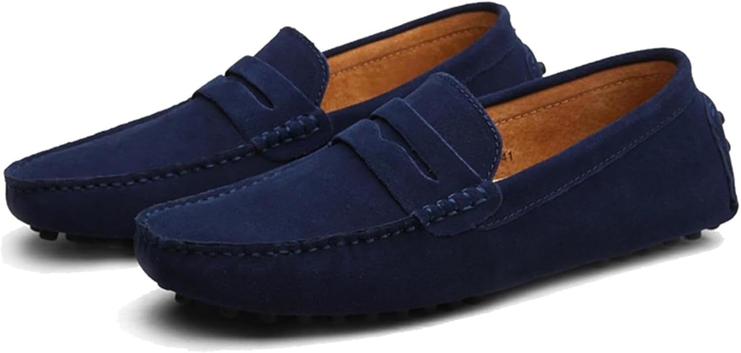 

Мужские замшевые туфли-лоферы на каждый день, удобные легкие мягкие лоферы для прогулок, вождения и как обувь для лодки Generic, темно-синий