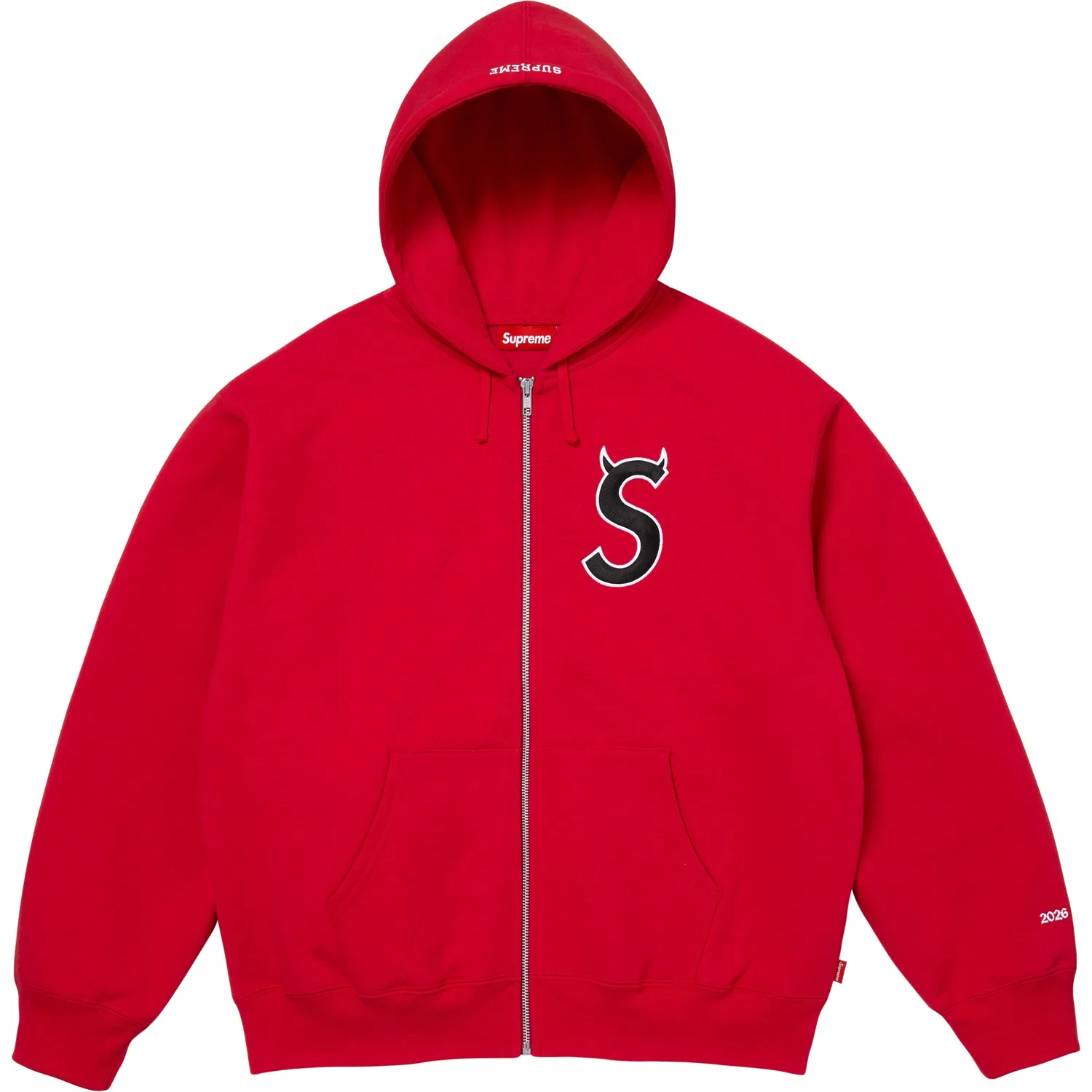 Толстовка на молнии с капюшоном Devil S Logo, унисекс Supreme, Red/Red