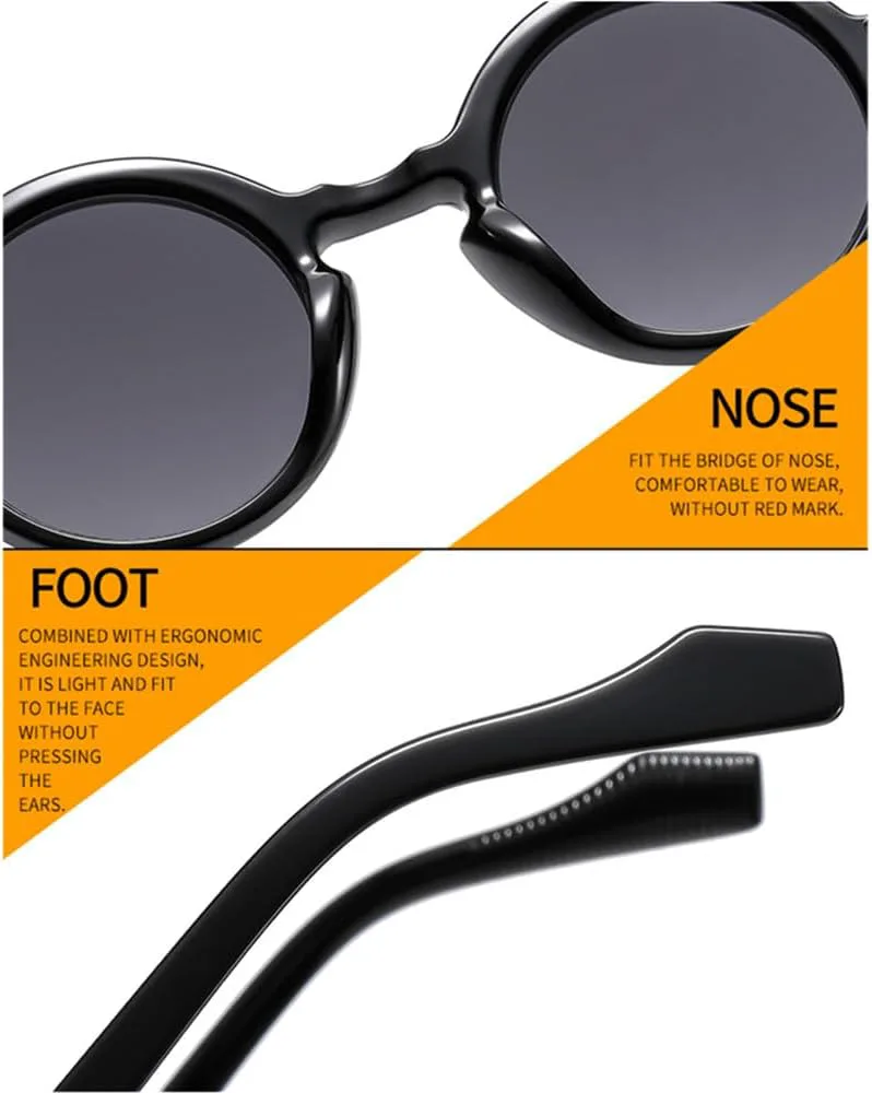 

Ретро круглые панк-солнцезащитные очки для женщин с двухцветным градиентом, защита от УФ-излучения UV400; мужские солнцезащитные очки с заклепками LANGSER, Black Gray