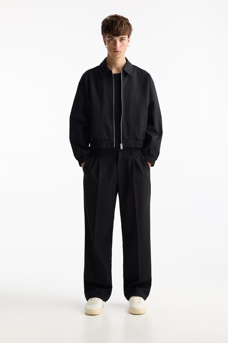 

Широкие брюки приталенного кроя Pull And Bear, черный