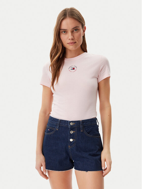

Облегающая футболка Essential DW0DW20316 Tommy Jeans, розовый