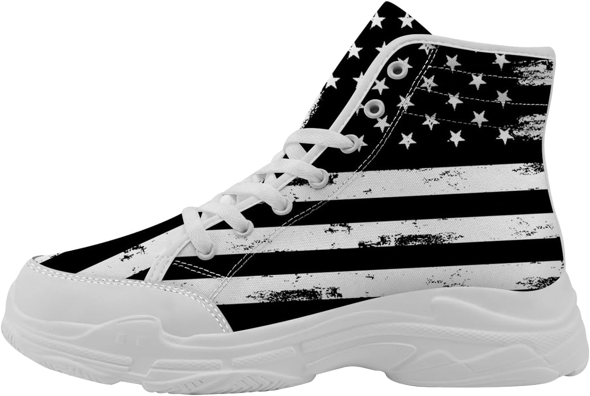 

Женские кеды на высокой подошве с флагом США, красно-бело-синие, из канвы, подарок для мужчин Quorax