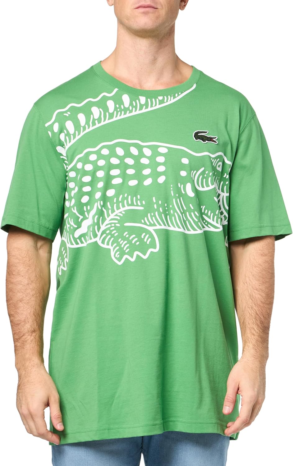 

Мужская футболка Lacoste для высоких, с круглым вырезом, коротким рукавом, свободным кроем и графическим принтом, Tarragon