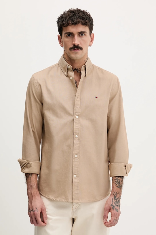 

Хлопковая рубашка Tommy Jeans, коричневый