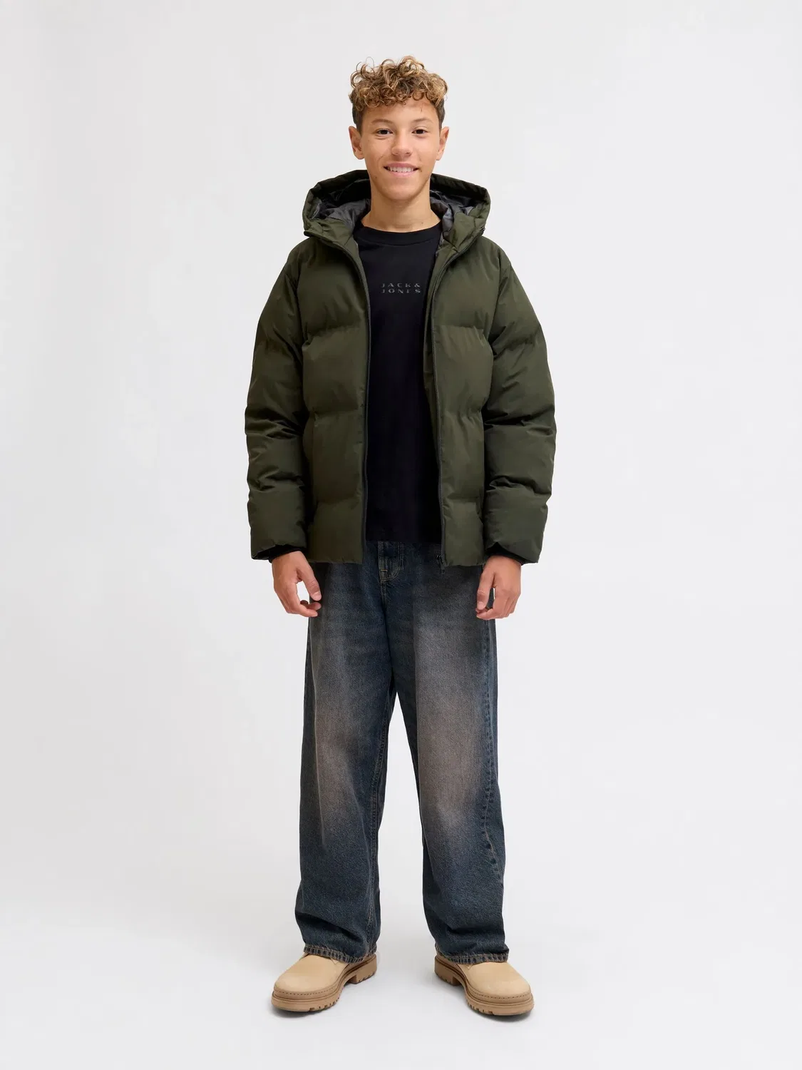 Стеганая куртка с капюшоном JACK & JONES Junior, розовый — фото 4