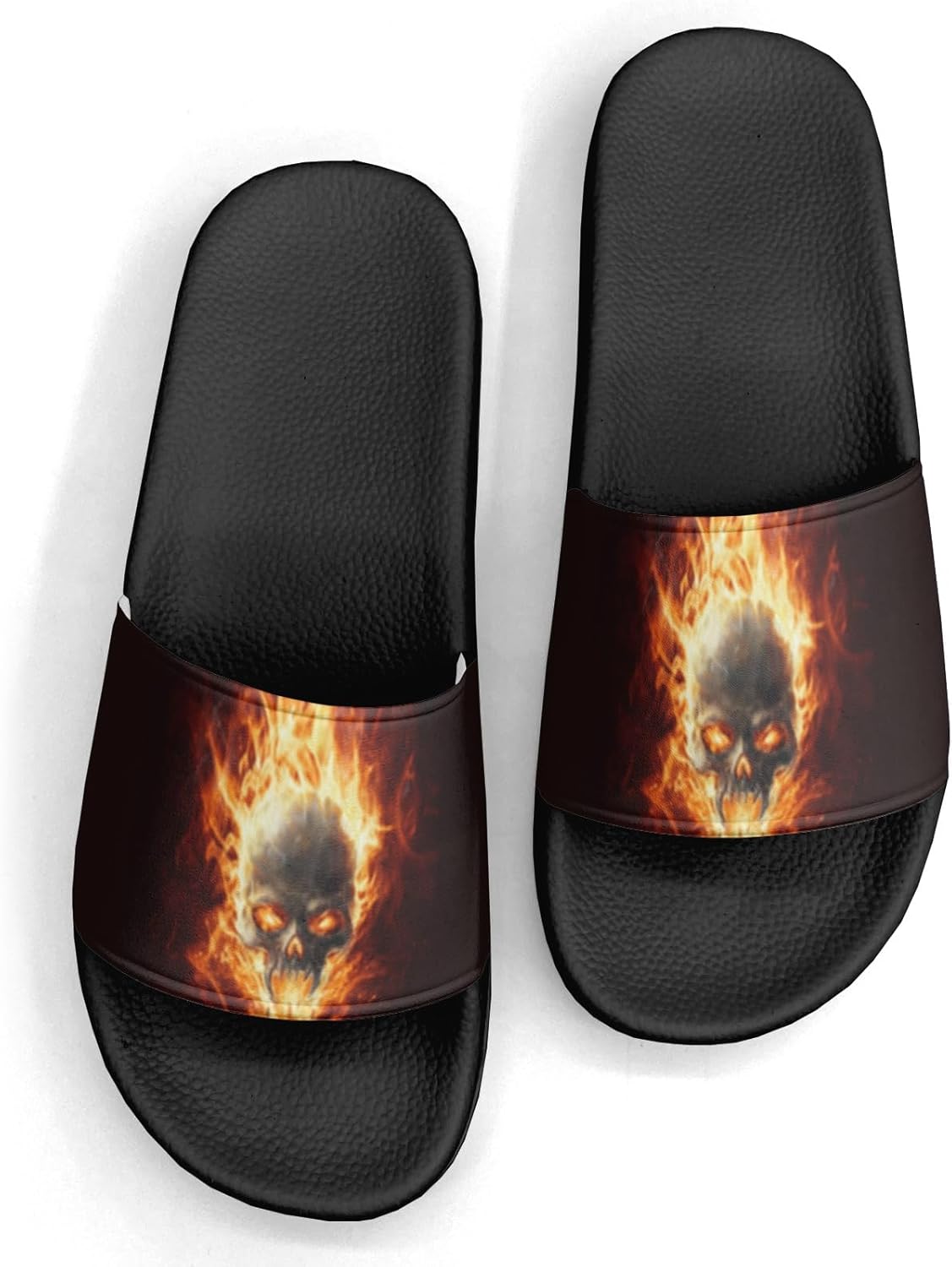 

Шлепанцы с рисунком черепа для женщин и мужчин, повседневные спортивные шлепанцы для бассейна, душа, дома и улицы Generic, Flame Skull Print