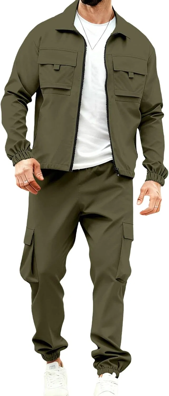Мужской спортивный костюм из куртки и брюк, Army Green
