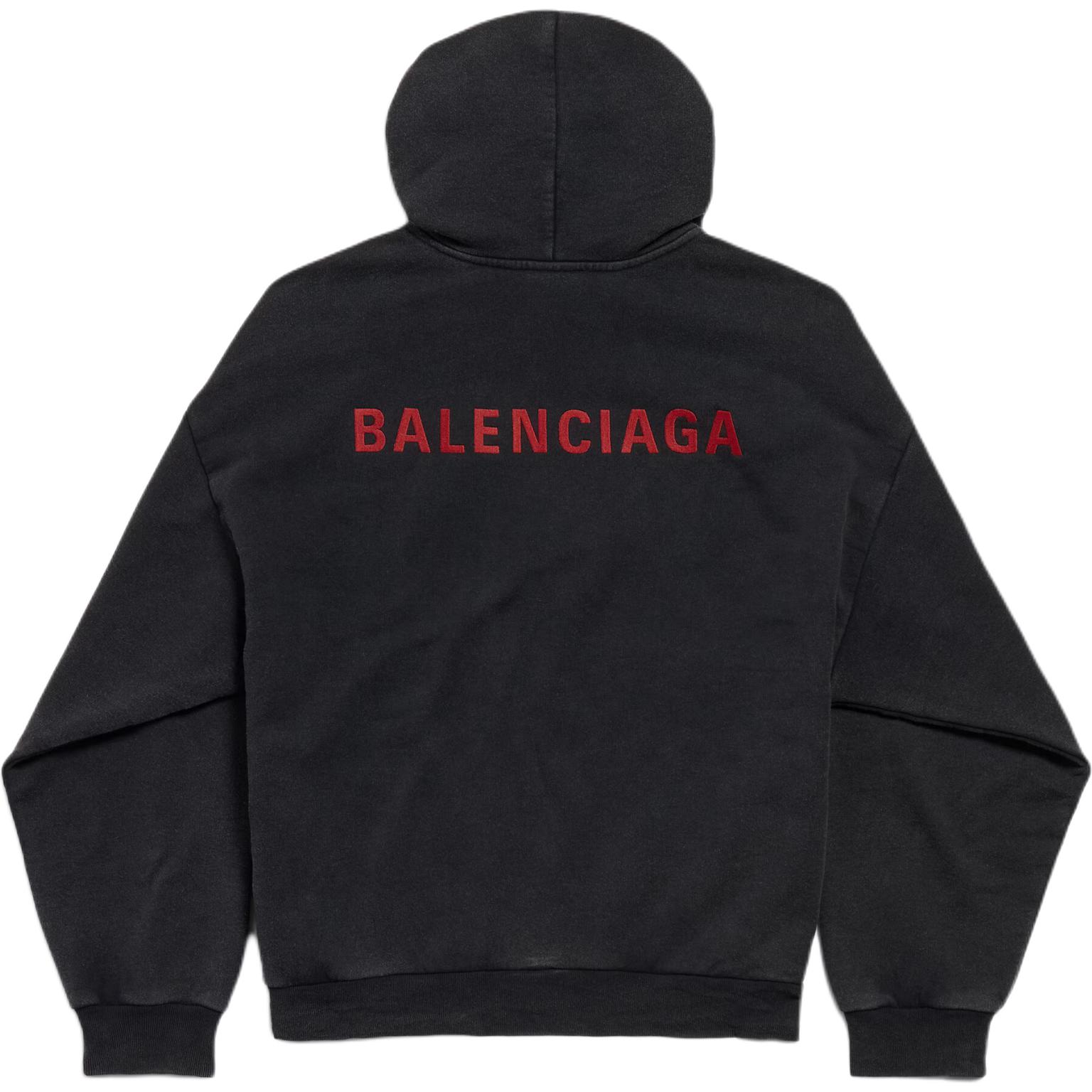 Худи с вышитым логотипом Balenciaga, черный — фото 2