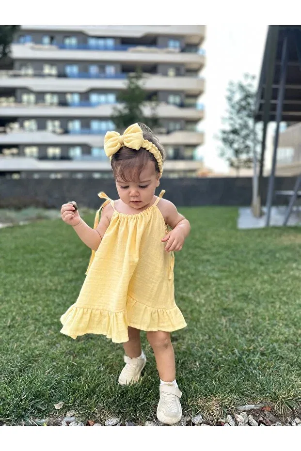 Детское платье для девочек хлопковое Babydia, Sarı