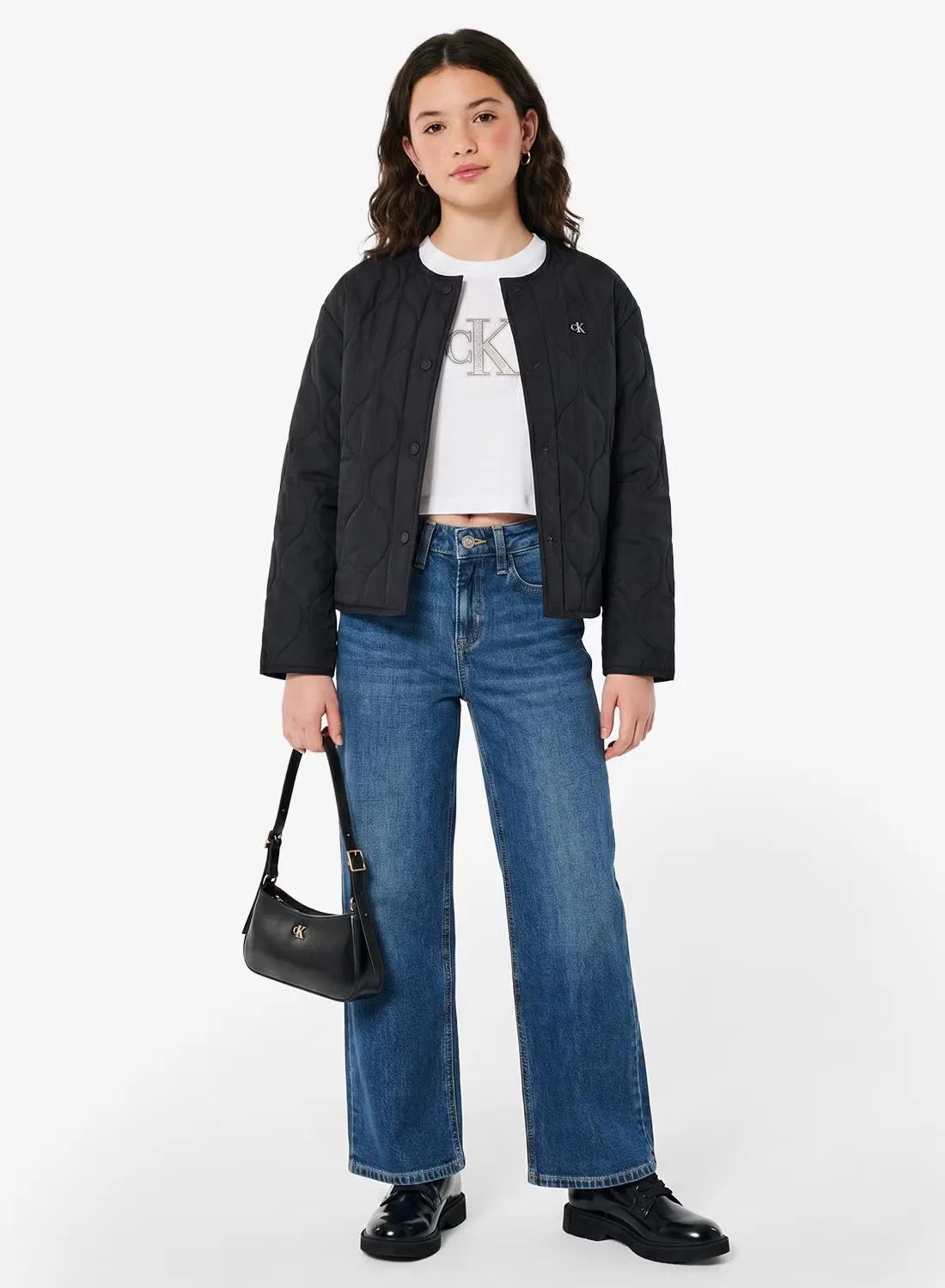 Куртка-бомбер стеганая с логотипом Calvin Klein Jeans, черный