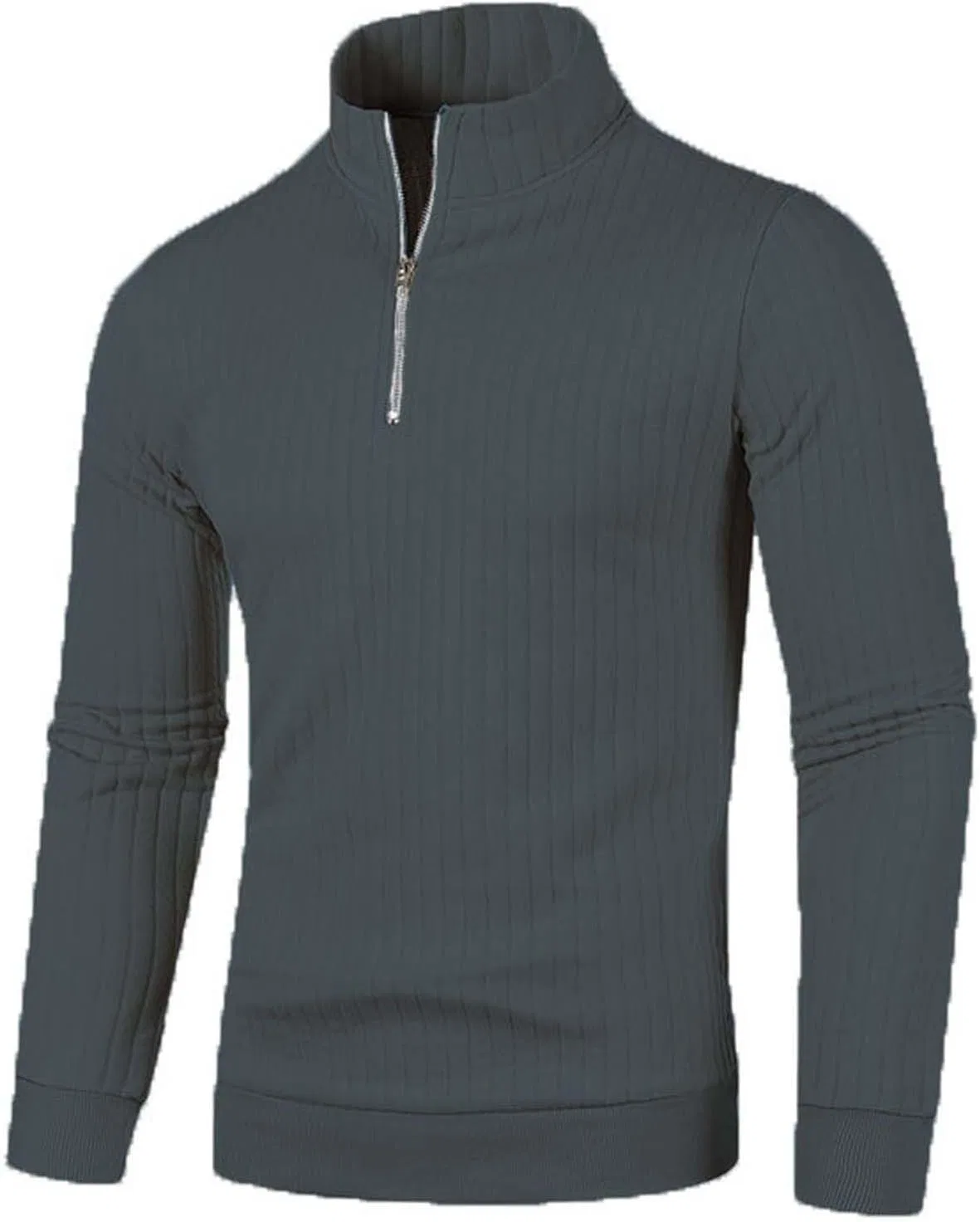 Мужская классическая футболка с воротником-стойкой Slim Fit, Dark Gray — фото 2