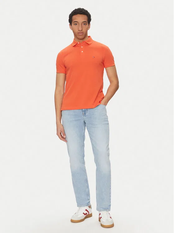 Поло slim fit Tommy Hilfiger, оранжевый — фото 2