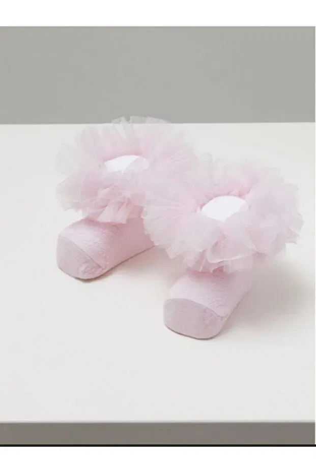 Детские носки для девочек хлопковые Tulle baby girl socks Caramel, Pink