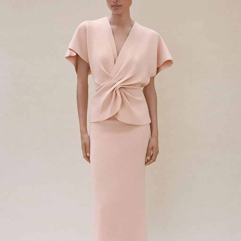 Женский вязаный свитер с V-образным вырезом Light Pink Red, ZARA — фото 4