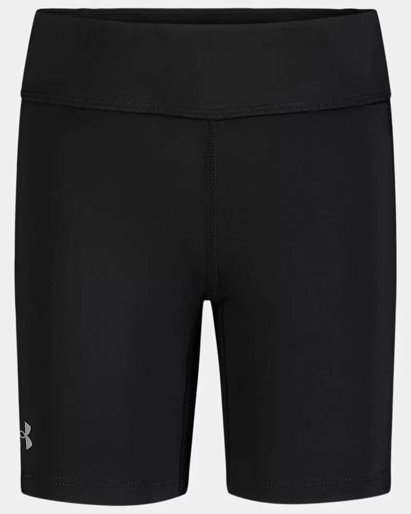 Детские велошорты для девочек с широким плоским поясом и карманами UA Movement UnderArmour, Black/Metallic Silver