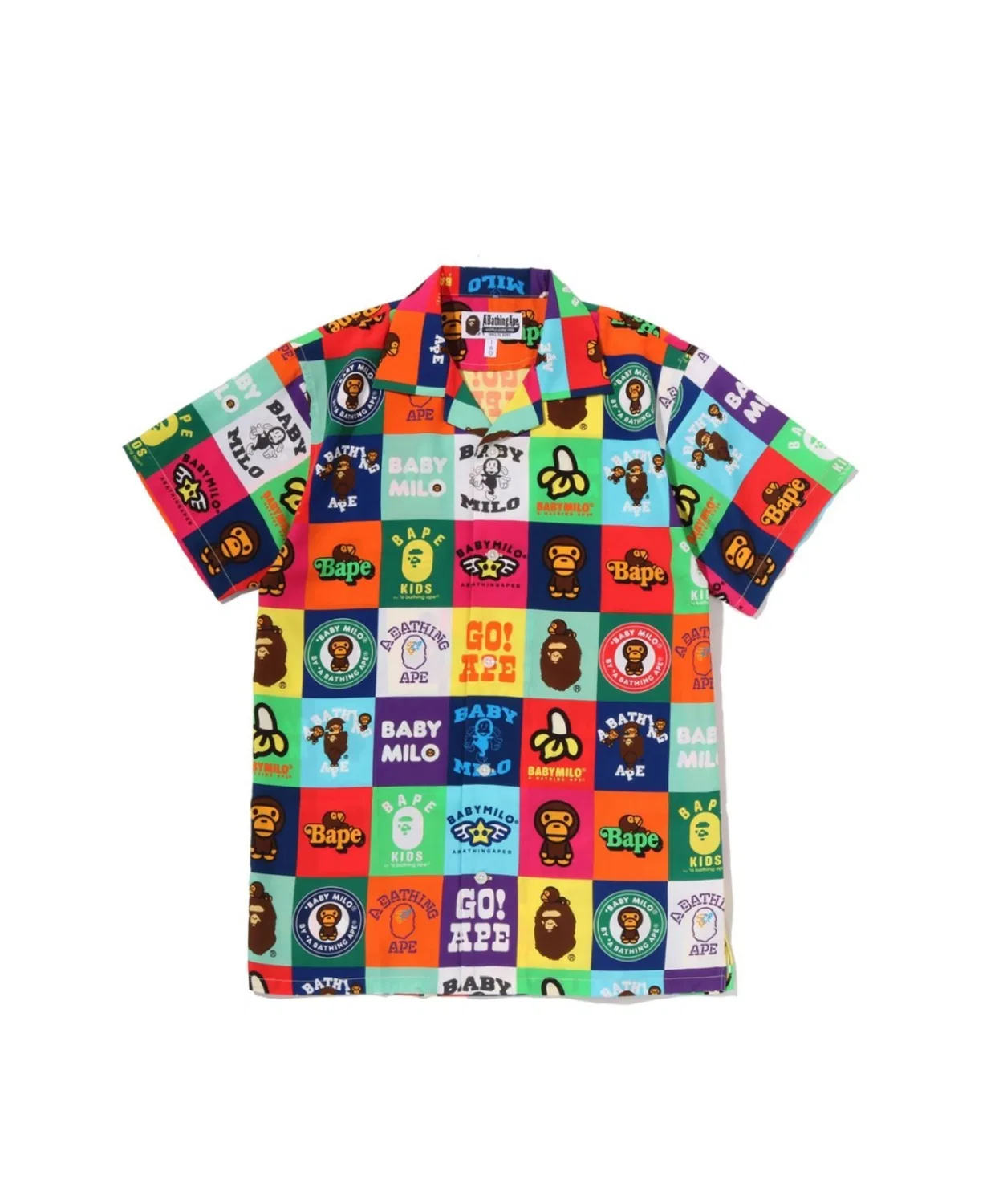 Детская рубашка с открытым воротником с принтом BABY MILO PATCHWORK A BATHING APE, Multi