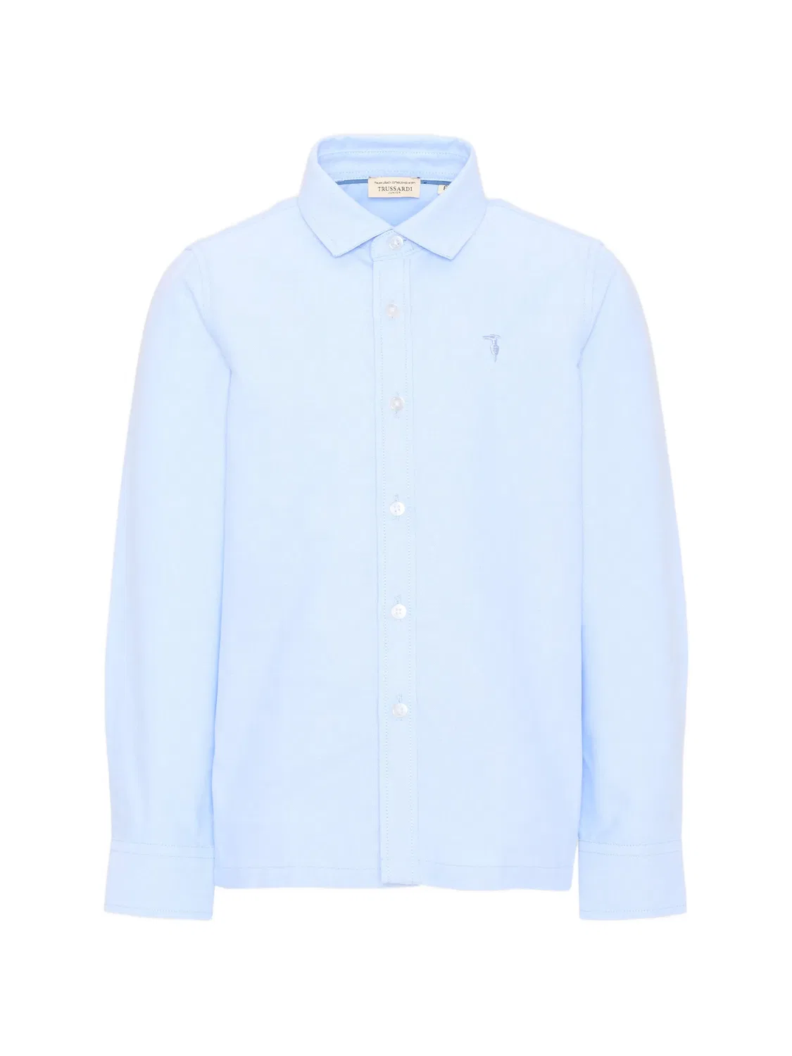 Рубашка с длинными рукавами и вышитым логотипом Trussardi Junior, синий