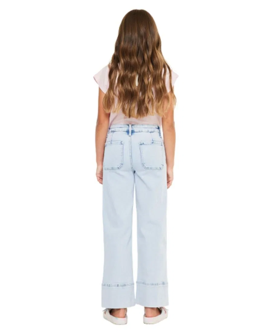 Джинсы прямого кроя с завышенной талией Kassie High Rise Crop Wide Leg KanCan, Light Wash — фото 2
