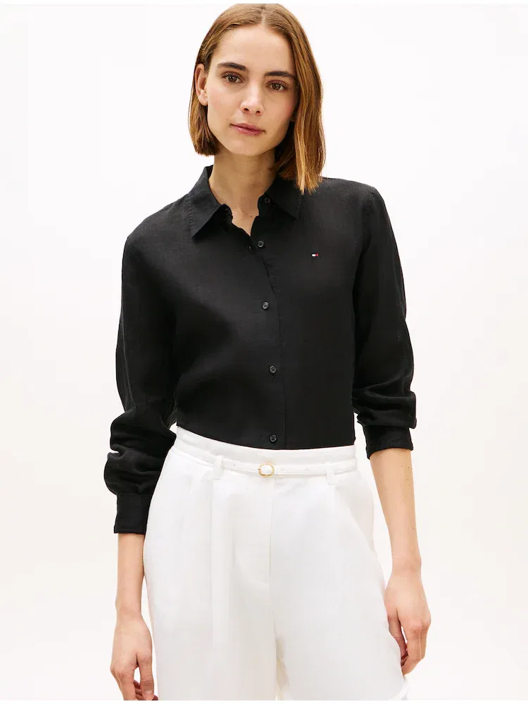 Рубашка из льна TOMMY HILFIGER, Black
